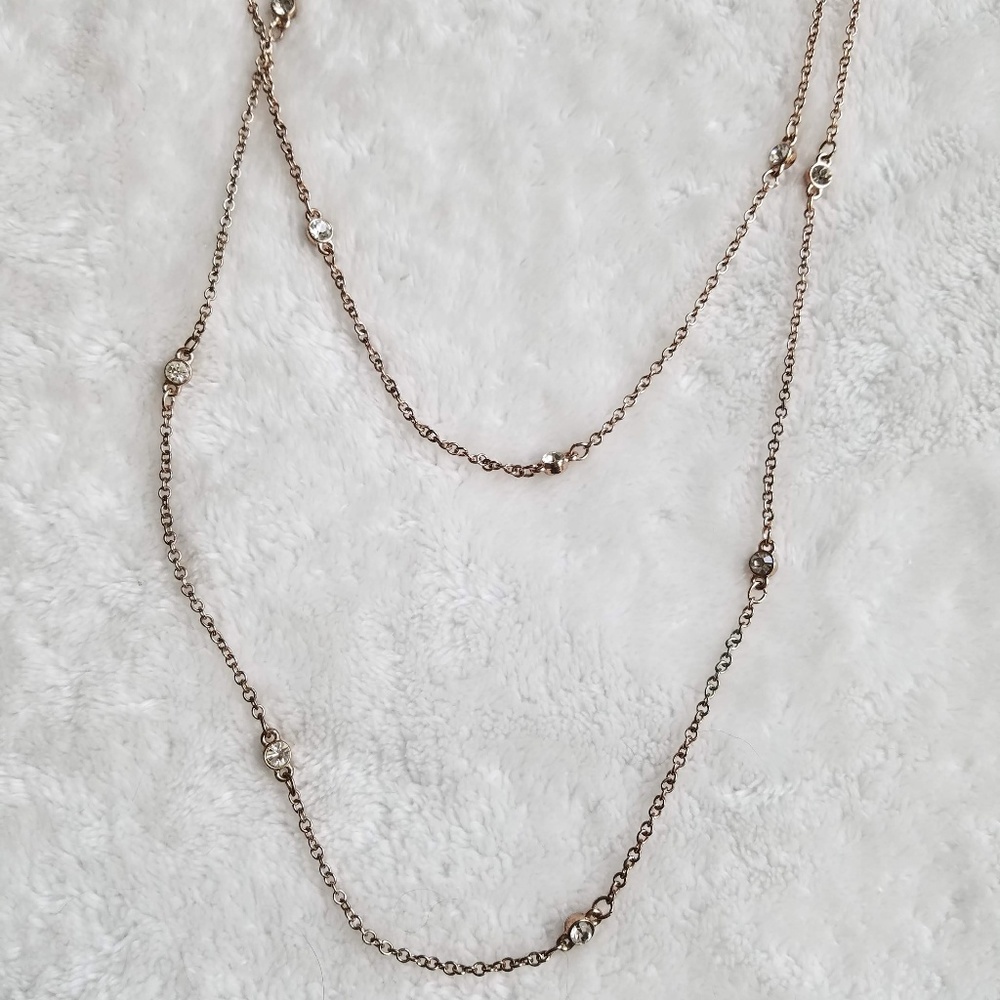 Express Long Layered Rose Gold Necklace